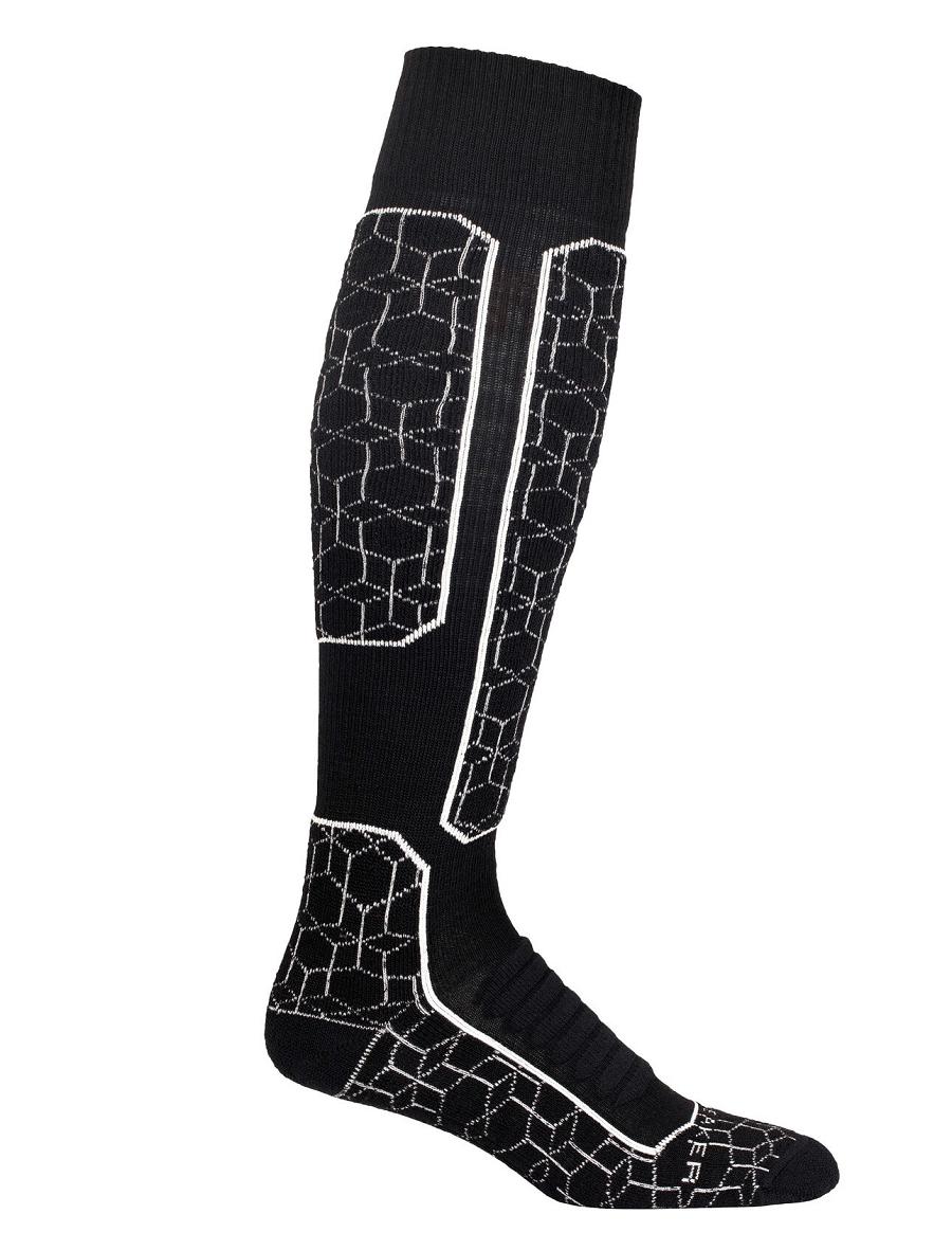 Chaussettes Icebreaker Merino Ski+ Medium Over the Calf Alpine Geo Homme Noir Blanche | FR 1005NWYB